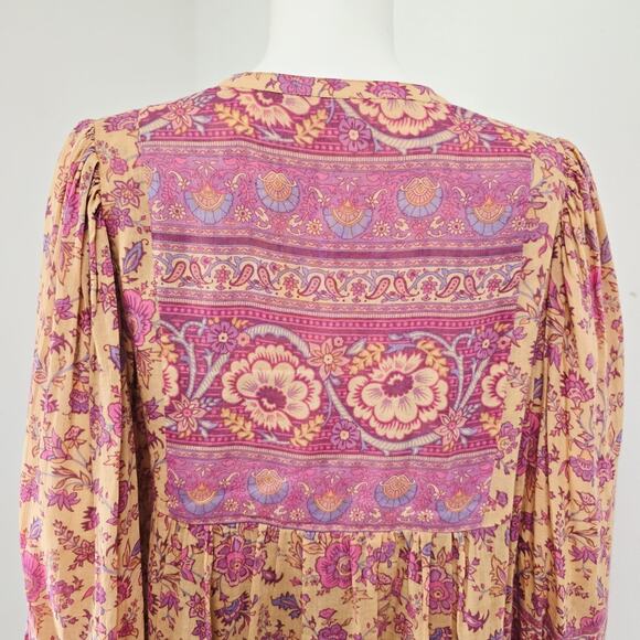 Spell & the Gypsy Collective Blouse Top XS Folk Song Floral Blossoms Puff Sleeve - Picture 7 of 12